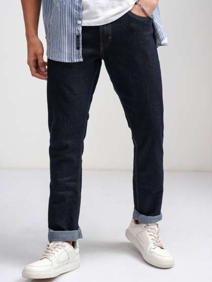 HIGHLANDER Men Navy Blue Slim Fit Mid-Rise Clean Look Stretchable Jeans