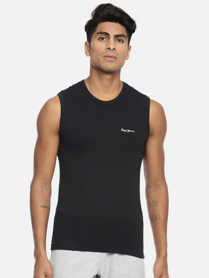 Pepe Jeans Men Black
                        Solid Innerwear Gym Vest 8904311311539