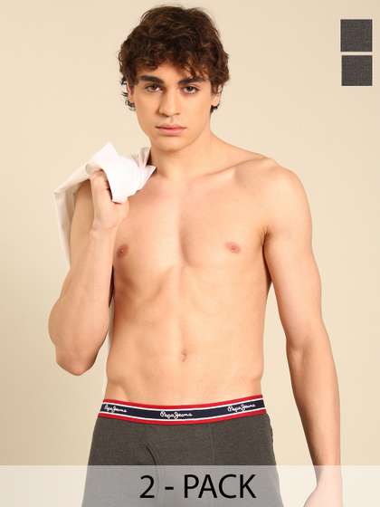 Pepe Jeans Men
                        Charcoal Grey Pack of 2 Solid Classic CLT02
                        Midrise Trunks 8904311301523