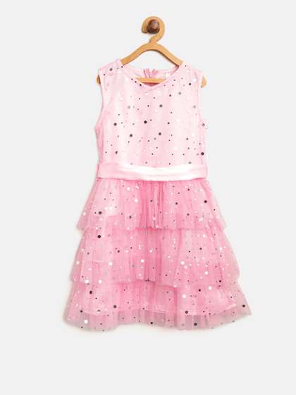 StyleStone Girls Pink
                    Embellished Layered Fit & Flare Dress