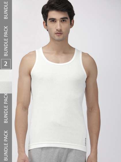 Levis Men Pack of 2
                      Solid Round Neck Sleeveless Pure Cotton Rib Vest
