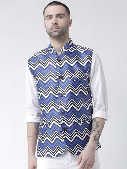 Hangup Linen Printed Nehru Jacket