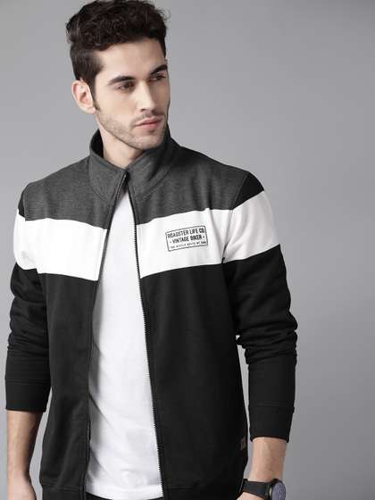 The Roadster
                          Lifestyle Co Men Black & Charcoal Grey
                          Colourblocked Sweatshirt