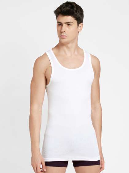 Jockey Men White
                          Solid Innerwear Vest IC13-0105