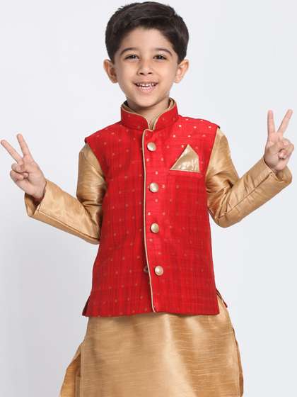 VASTRAMAY Boys Woven Design Nehru Jacket