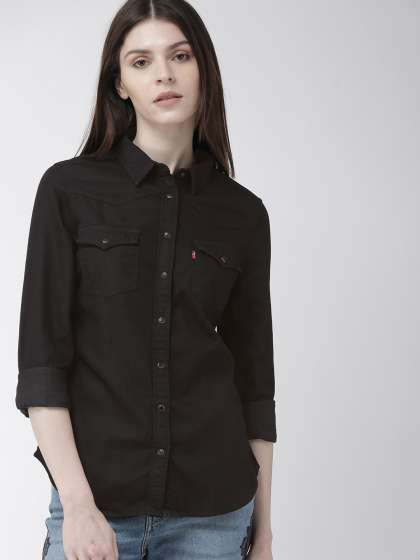 levis black denim shirt womens