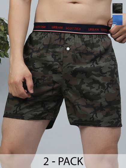 URBAN SCOTTISH Men
                        Pack of 2 Multicoloured Printed Pure Cotton
                        Boxers USBX1908