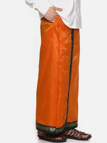 Sethukrishna Men
                        Orange Solid Readymade Dhoti