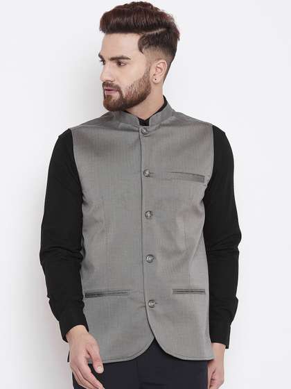 even Men Self-Design Woven Nehru Jacket