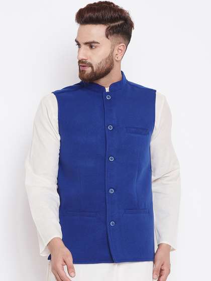 even Men Solid Velvet Nehru Jacket