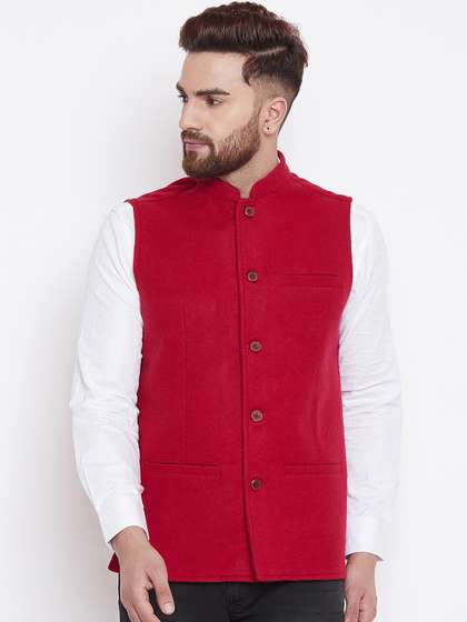 even Men Solid Velvet Nehru Jacket