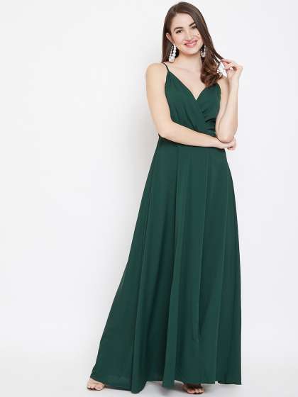 Berrylush Women Green Solid Wrap Maxi Dress