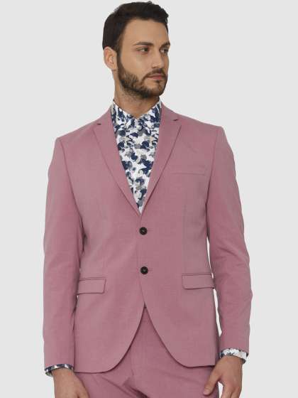 SELECTED Men Pink Solid Slim-Fit Single-Breasted Blazer