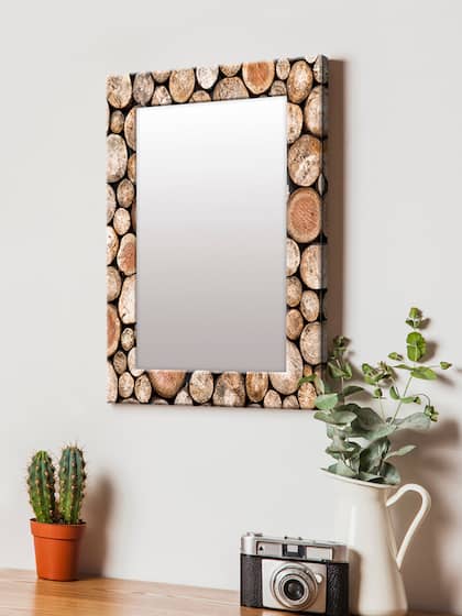 999Store Brown Printed MDF Wall Mirror