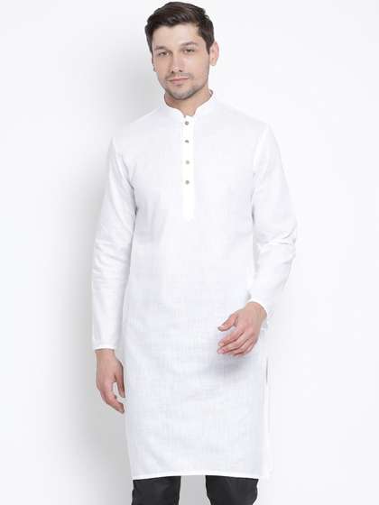 VASTRAMAY Men White
                        Solid Straight Cotton Republic Day Republic Day
                        Kurta