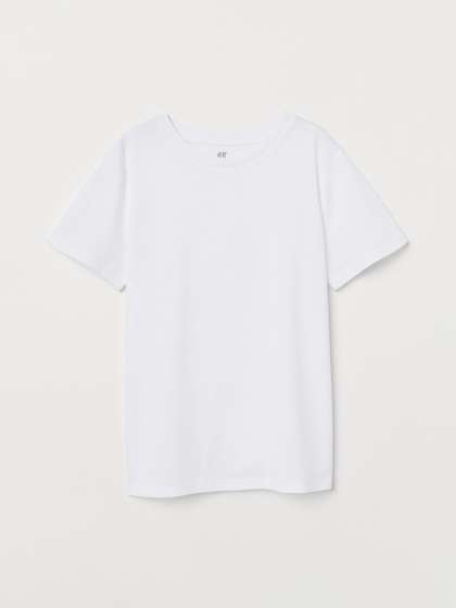 H&M HM Boys White Solid Pure Cotton T-shirt