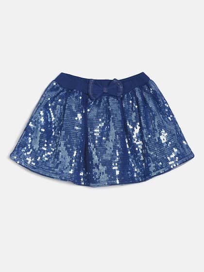 MINI KLUB Girls Blue Sequined Mini Flared Skirt