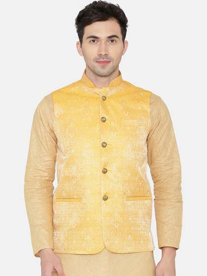 Wintage Men Woven Design Nehru Jacket