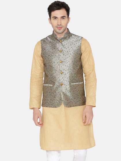 Wintage Men Woven Design Nehru Jacket