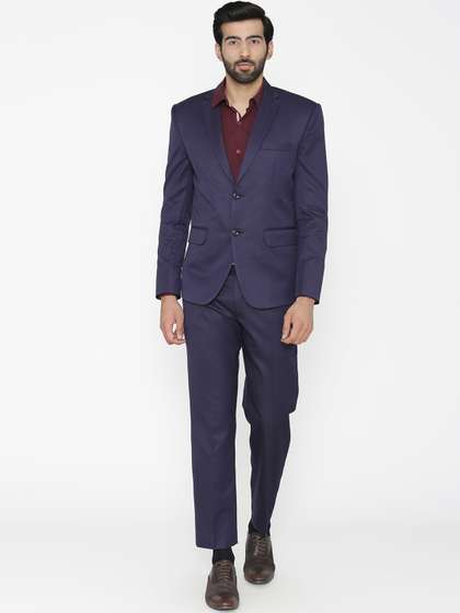 Wintage Men Blue
                          Solid Single-Breasted Regular Fit Party Suit