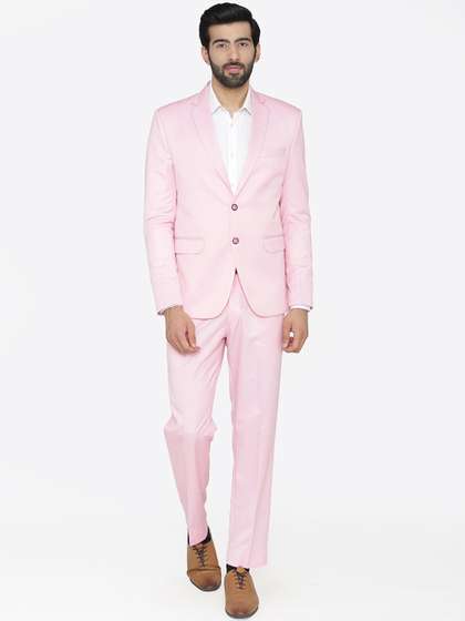 Wintage Men Pink
                        Solid Single-Breasted Regular Fit Party Suit