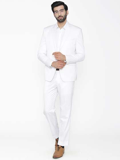 Wintage Men White
                        Solid Single-Breasted Regular Fit Suit