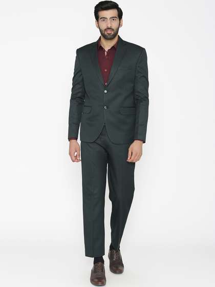Wintage Men Green
                        Solid Single-Breasted Regular Fit Suit