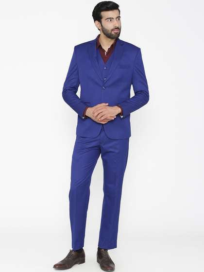 Wintage Men Blue
                        Solid Single-Breasted Regular Fit Party Suit