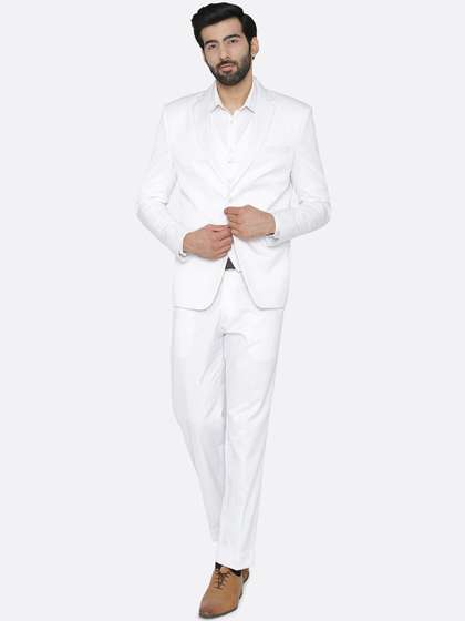 Wintage Men White
                        Solid Single-Breasted Regular Fit Suit
