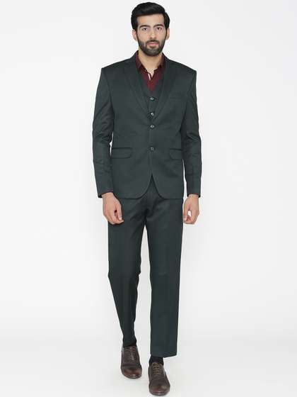 Wintage Men Green
                        Solid Single-Breasted Regular Fit Suit