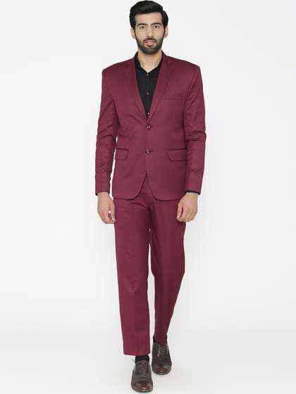 Wintage Men Magenta
                        Solid Single-Breasted Regular Fit Party Suit