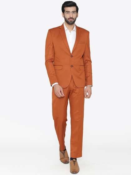 Wintage Men Orange
                        Solid Single-Breasted Regular Fit Party Suit