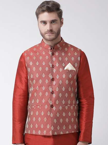 DEYANN Men Woven Design Nehru Jacket