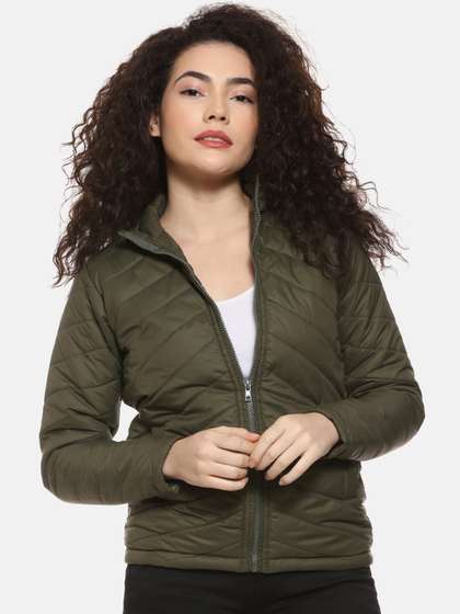 Campus Sutra Women
                        Olive Green Solid Padded Jacket