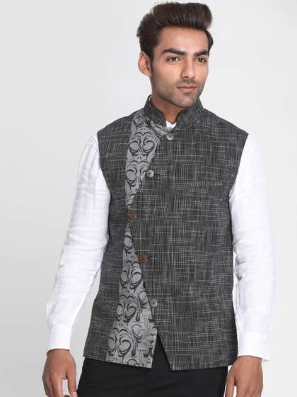 Nakshi Men Woven Design Pure Cotton Nehru Jacket
