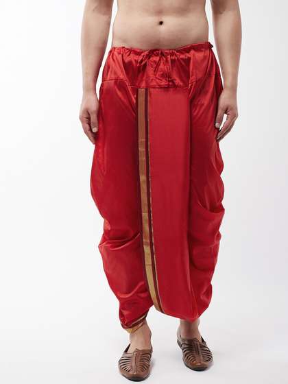 SOJANYA Men Maroon
                        Solid Stitched Dhoti