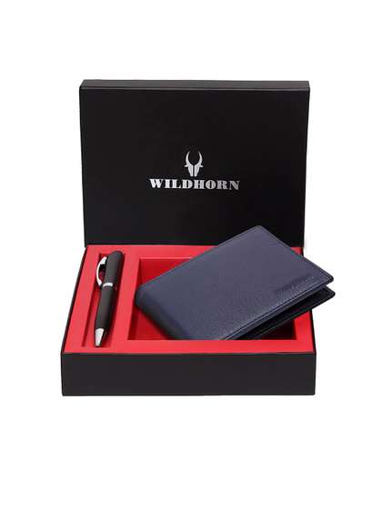 WildHorn Men Blue &
                    Black RFID Protected Genuine Leather Accessory Gift
                    Set