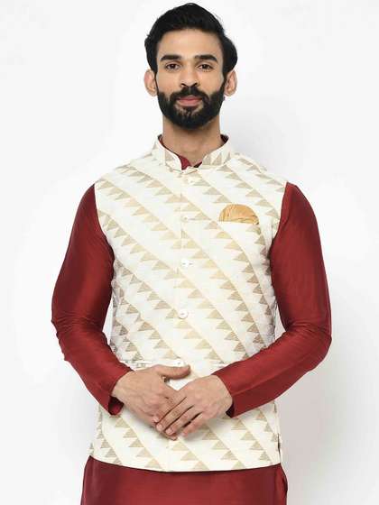 KISAH Men Printed Nehru Jacket