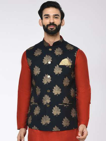 KISAH Men Printed Nehru Jacket