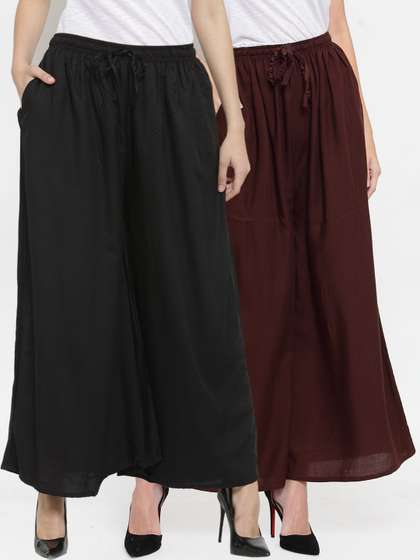 Clora Creation Pack Of 2 Solid Palazzos