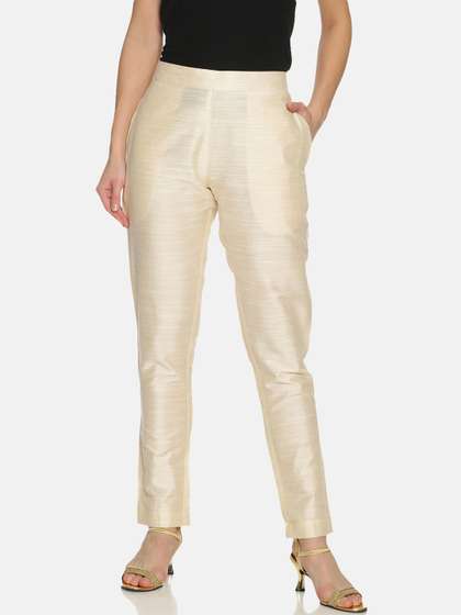 Saffron Threads Women Rayon Slub Trousers