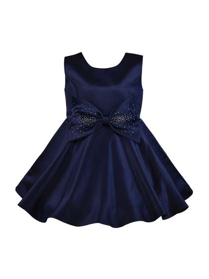 Wish Karo Girls Navy
                      Blue Solid Fit and Flare Dress