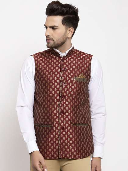 KLOTTHE Men Woven Design Nehru Jacket