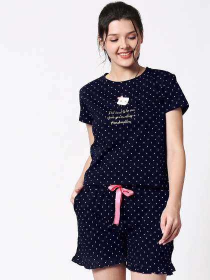 I like me Women Navy
                        Blue & White Printed Night suit
