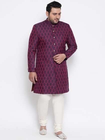 KISAH PLUS Men
                        Purple & White Printed Indowestern Sherwani
                        Set