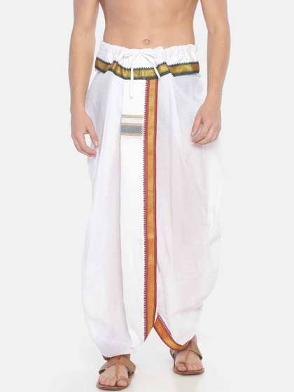 Sethukrishna Men
                        White Solid Readymade Pocket Dhoti