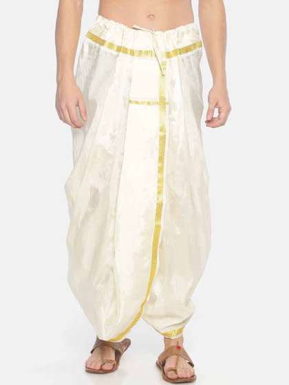 Sethukrishna Men
                        Cream-Coloured Solid Readymade Pocket Dhoti