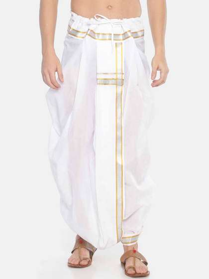 Sethukrishna Men
                        White Solid Readymade Pocket Dhoti