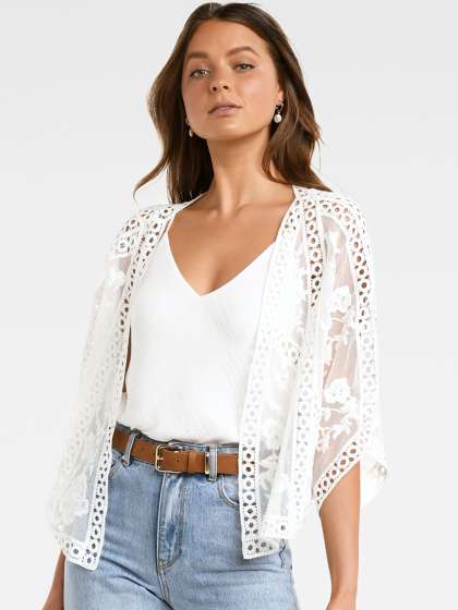 white lace kimono cardigan