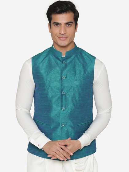 MANQ Men Solid Nehru Jacket